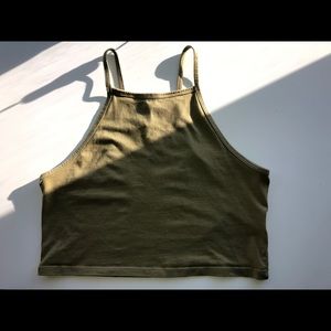 Green Halter Crop Top